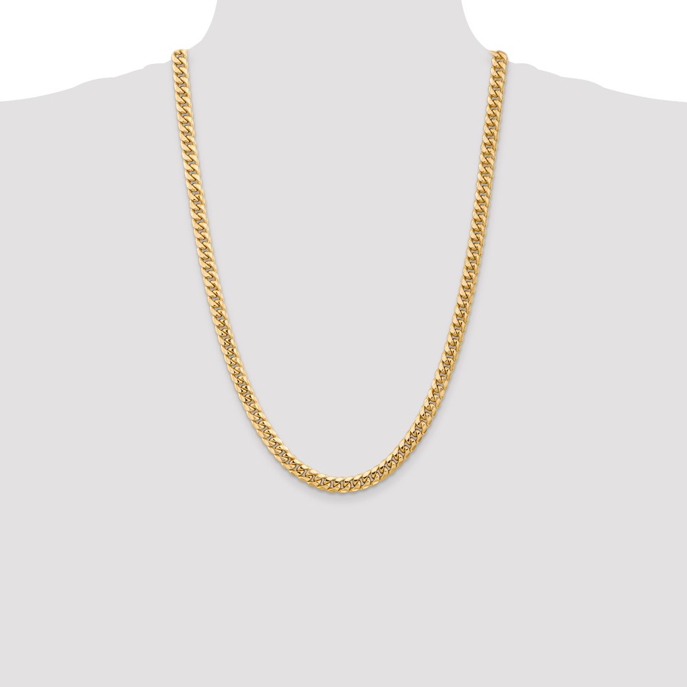 14K 26 inch 6.75mm Semi-Solid Miami Cuban with Lobster Clasp Chain (BC155-26)