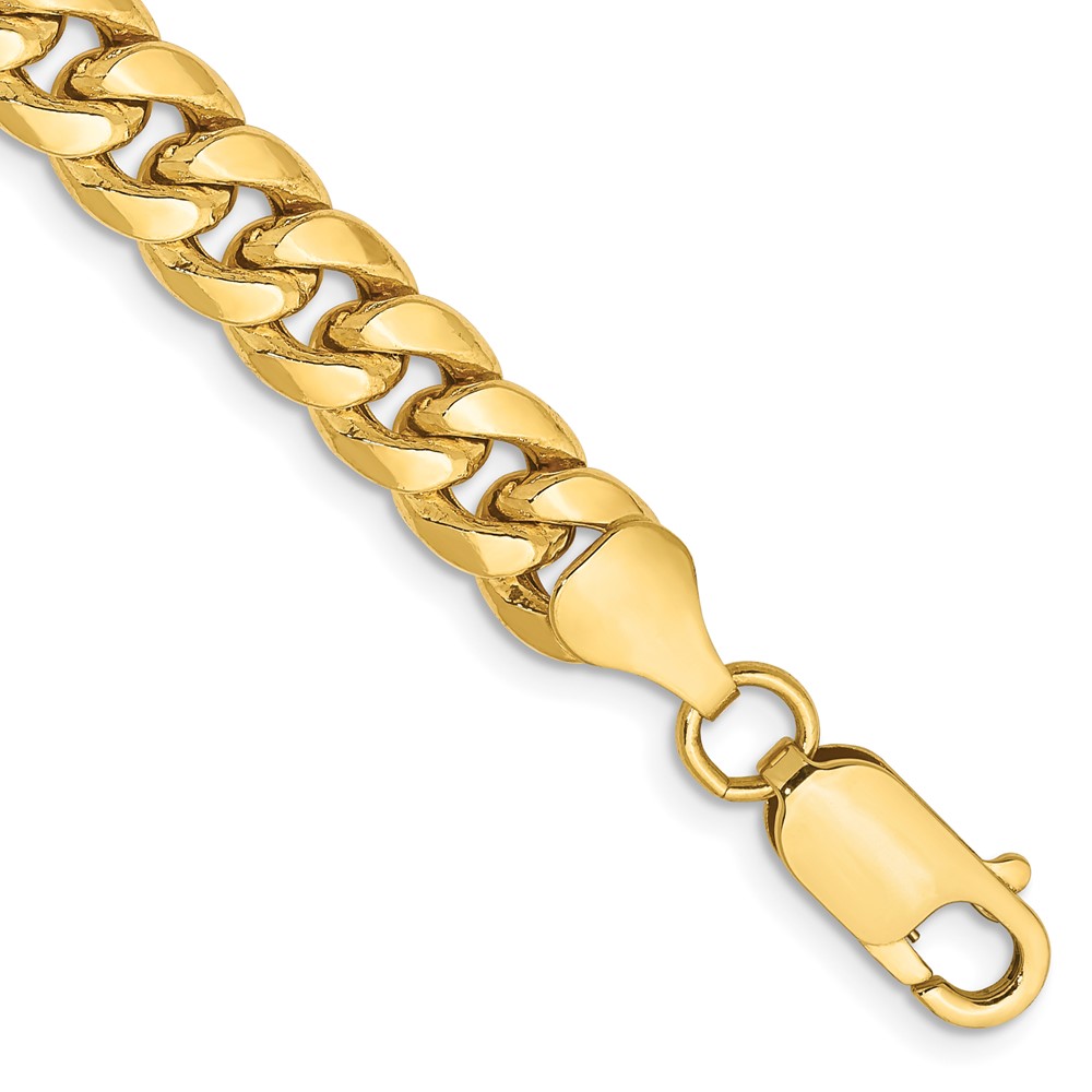 14K 9 inch 6.75mm Semi-Solid Miami Cuban with Lobster Clasp Chain (BC155-9)