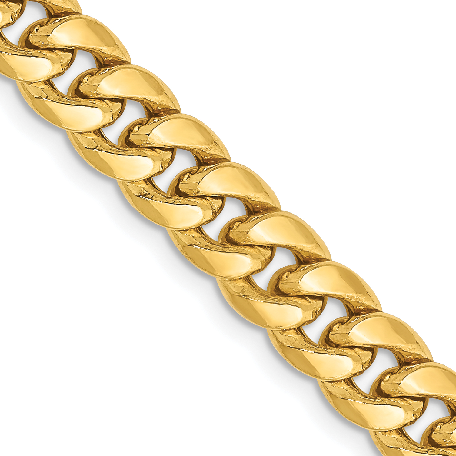 14K 20 inch 6.75mm Semi-Solid Miami Cuban with Lobster Clasp Chain (BC155-20)