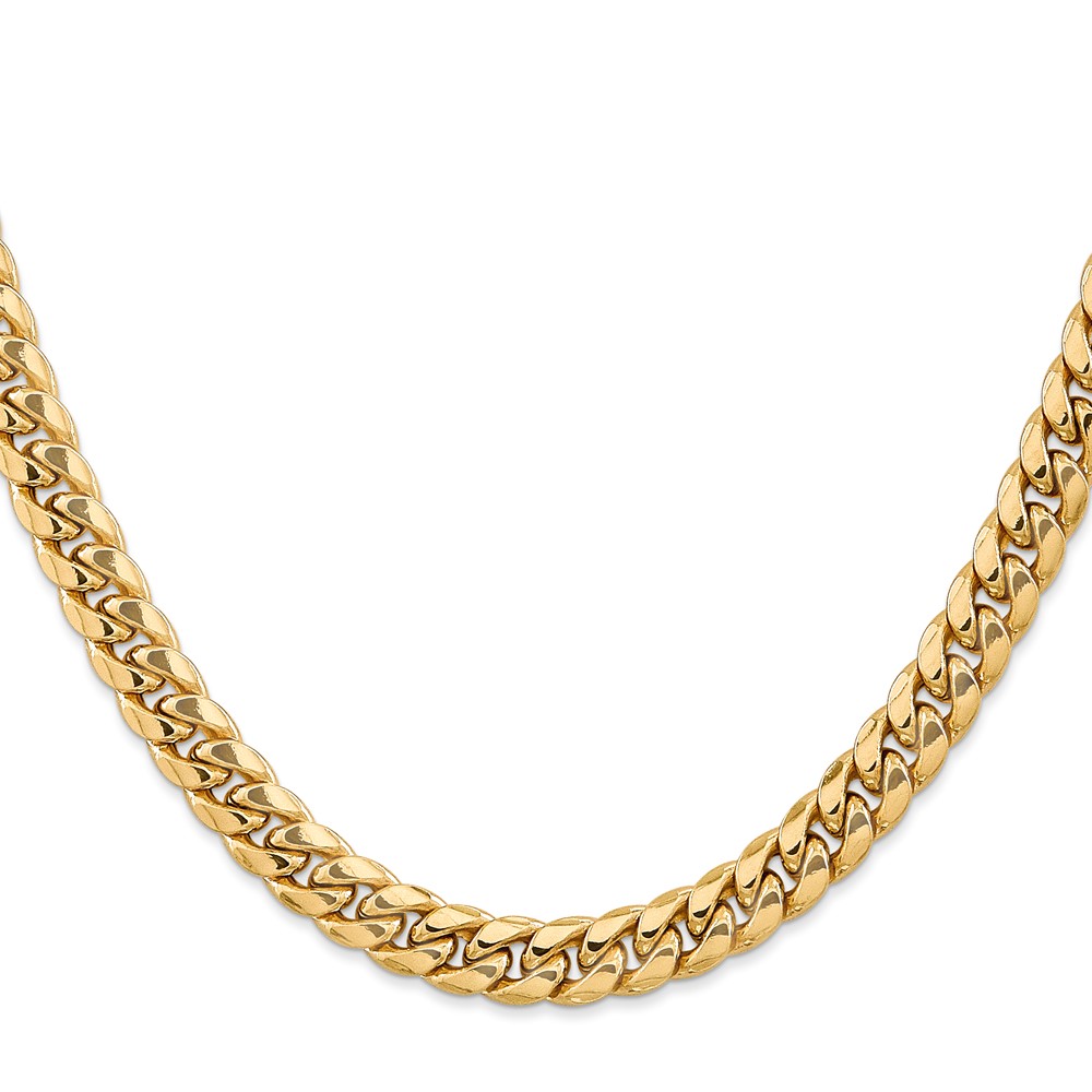 14K 18 inch 7.3mm Semi-Solid Miami Cuban with Lobster Clasp Chain (BC156-18)
