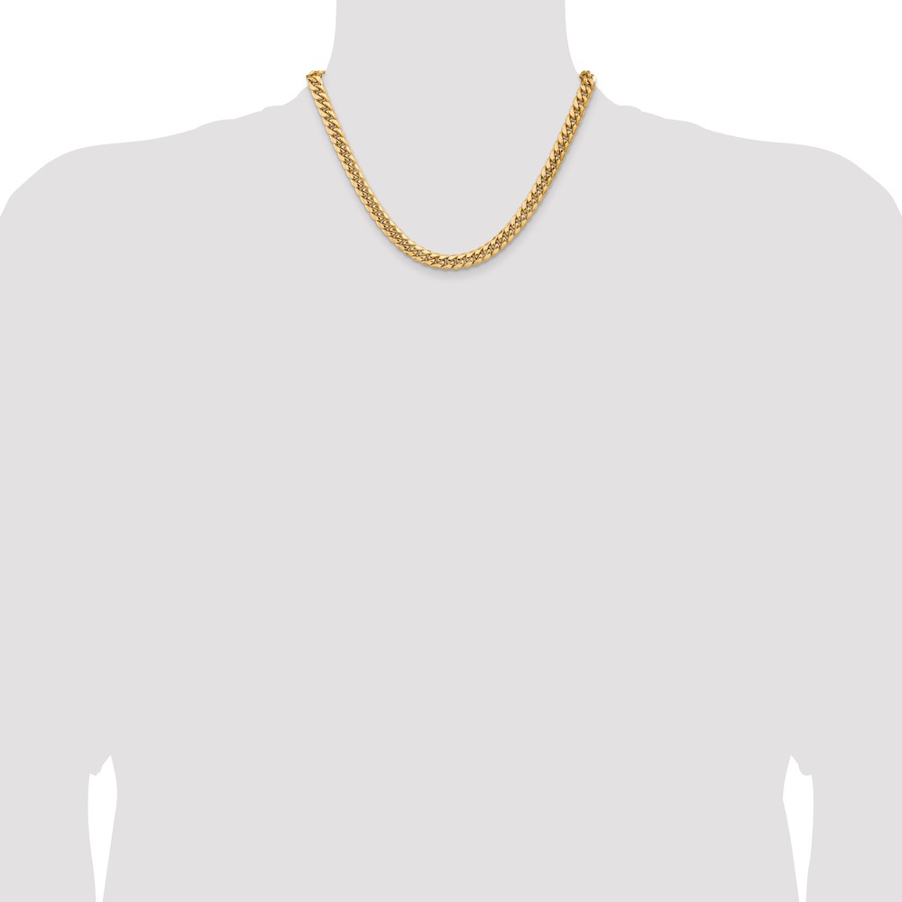 14K 18 inch 7.3mm Semi-Solid Miami Cuban with Lobster Clasp Chain (BC156-18)