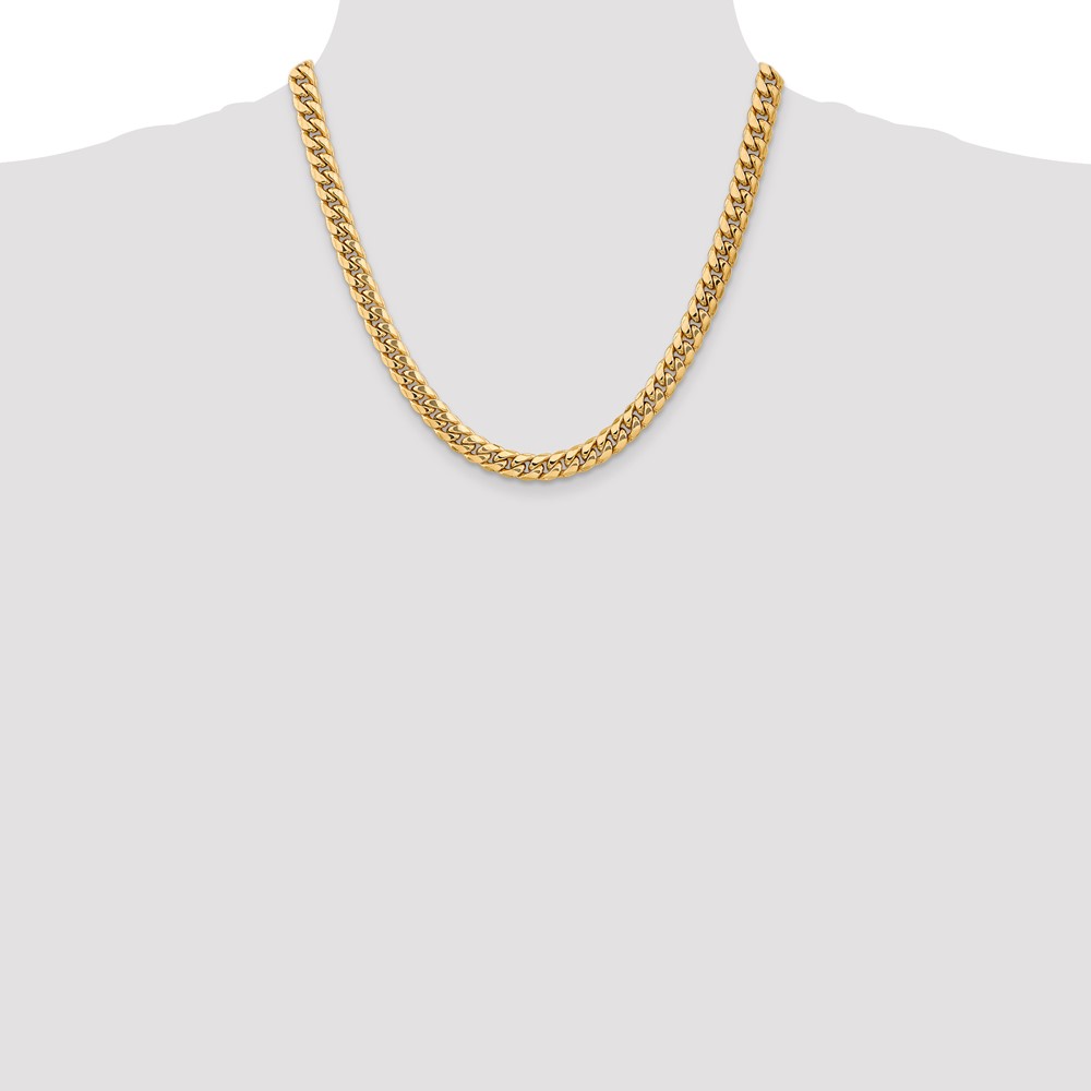 14K 20 inch 7.3mm Semi-Solid Miami Cuban with Lobster Clasp Chain (BC156-20)