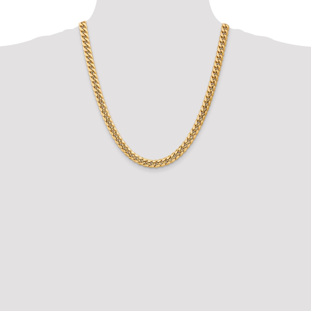 14K 22 inch 7.3mm Semi-Solid Miami Cuban with Lobster Clasp Chain (BC156-22)