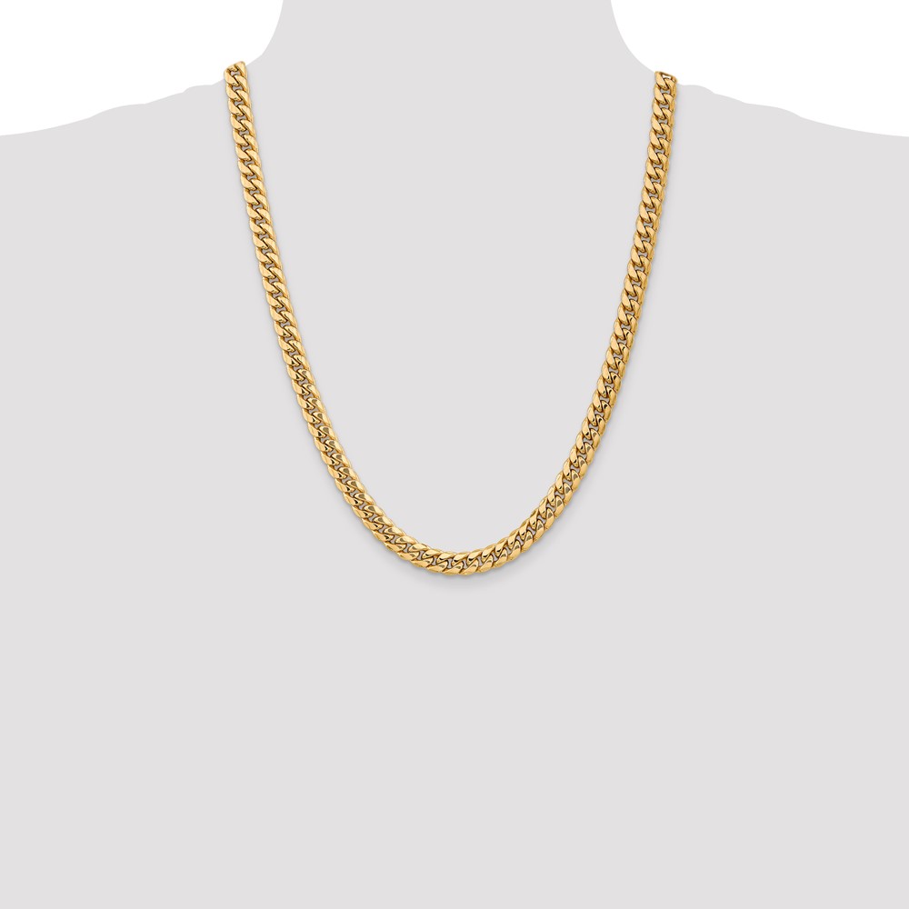 14K 24 inch 7.3mm Semi-Solid Miami Cuban with Lobster Clasp Chain (BC156-24)