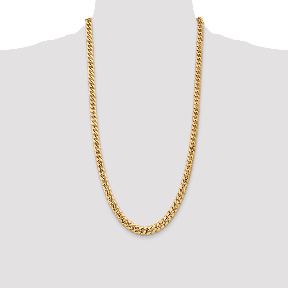 14K 28 inch 7.3mm Semi-Solid Miami Cuban with Lobster Clasp Chain (BC156-28)