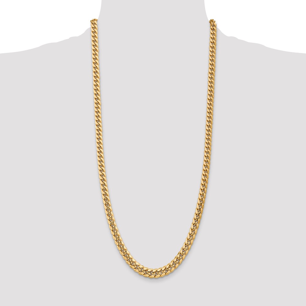 14K 30 inch 7.3mm Semi-Solid Miami Cuban with Lobster Clasp Chain (BC156-30)