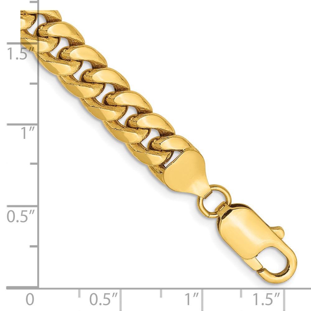 14K 7 inch 7.3mm Semi-Solid Miami Cuban with Lobster Clasp Bracelet (BC156-7)