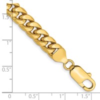 14K 7.3mm Yellow Gold Semi-Solid Miami Cuban Bracelet with Lobster Clasp, 7" view 2