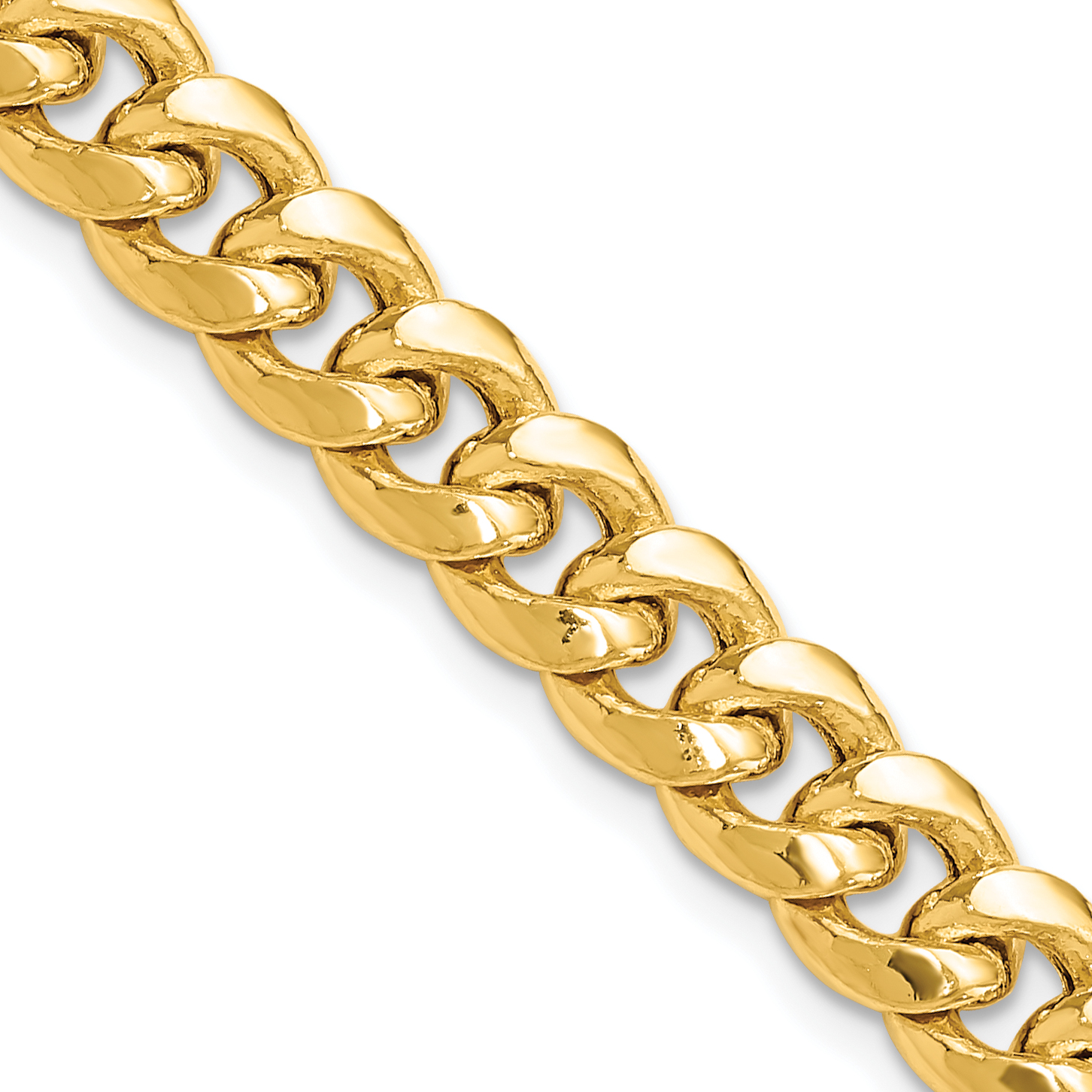 14K 9 inch 7.3mm Semi-Solid Miami Cuban with Lobster Clasp Chain (BC156-9)