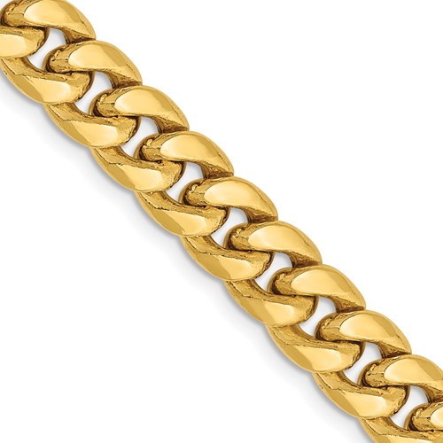 14K 26 inch 7.3mm Semi-Solid Miami Cuban with Lobster Clasp Chain