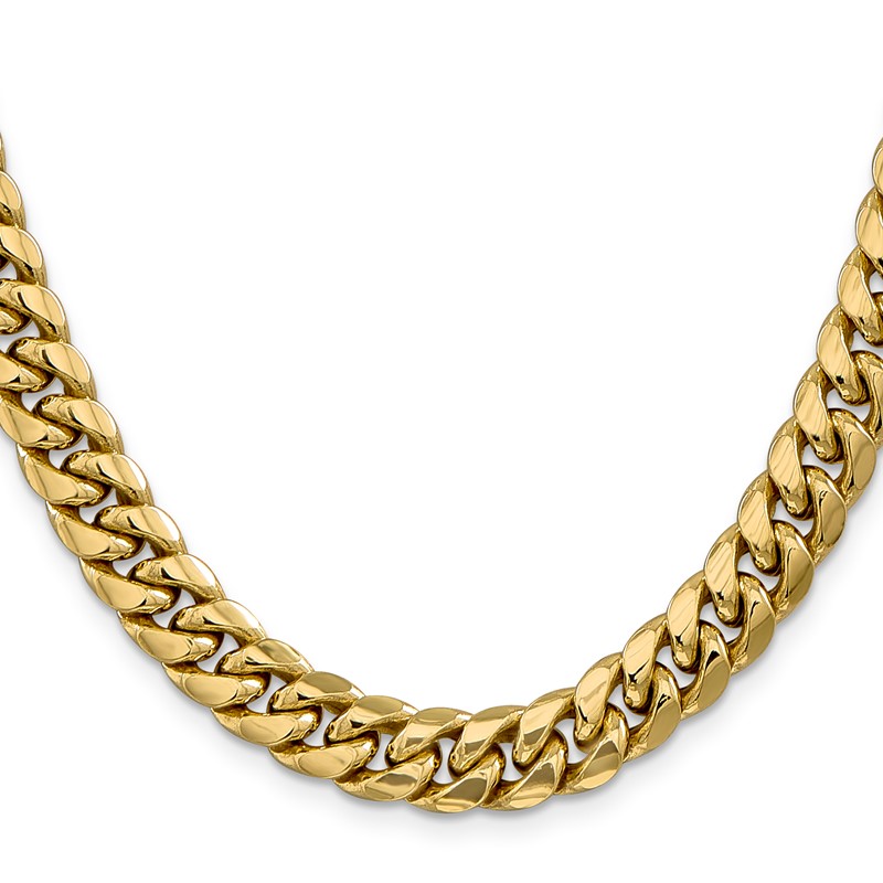 14K 28 inch 9.3mm Semi-Solid Miami Cuban with Lobster Clasp Chain