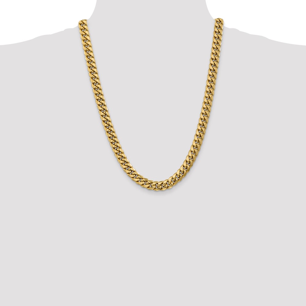14K 24 inch 9.3mm Semi-Solid Miami Cuban with Lobster Clasp Chain (BC157-24)