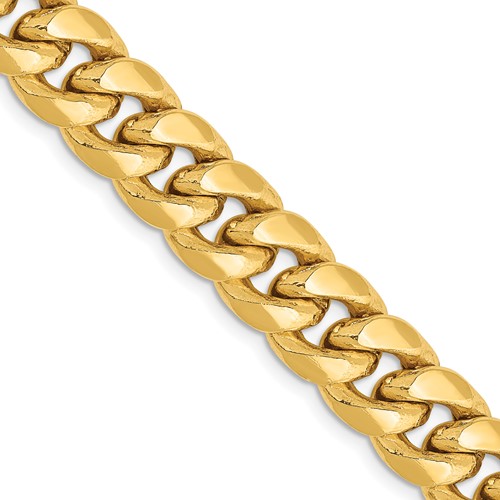 14K 20 inch 9.3mm Semi-Solid Miami Cuban with Lobster Clasp Chain