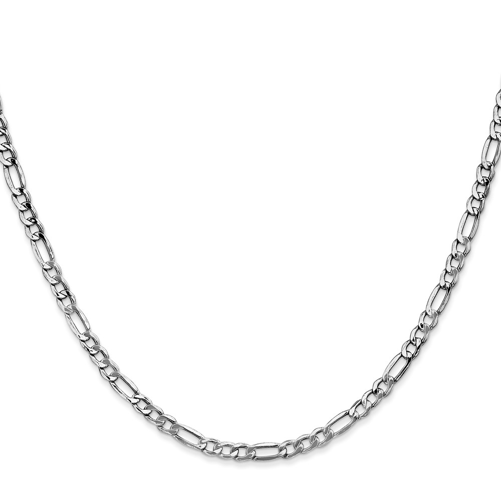 14K White Gold 24 inch 3.5mm Semi-Solid Figaro with Lobster Clasp Chain (BC159-24)