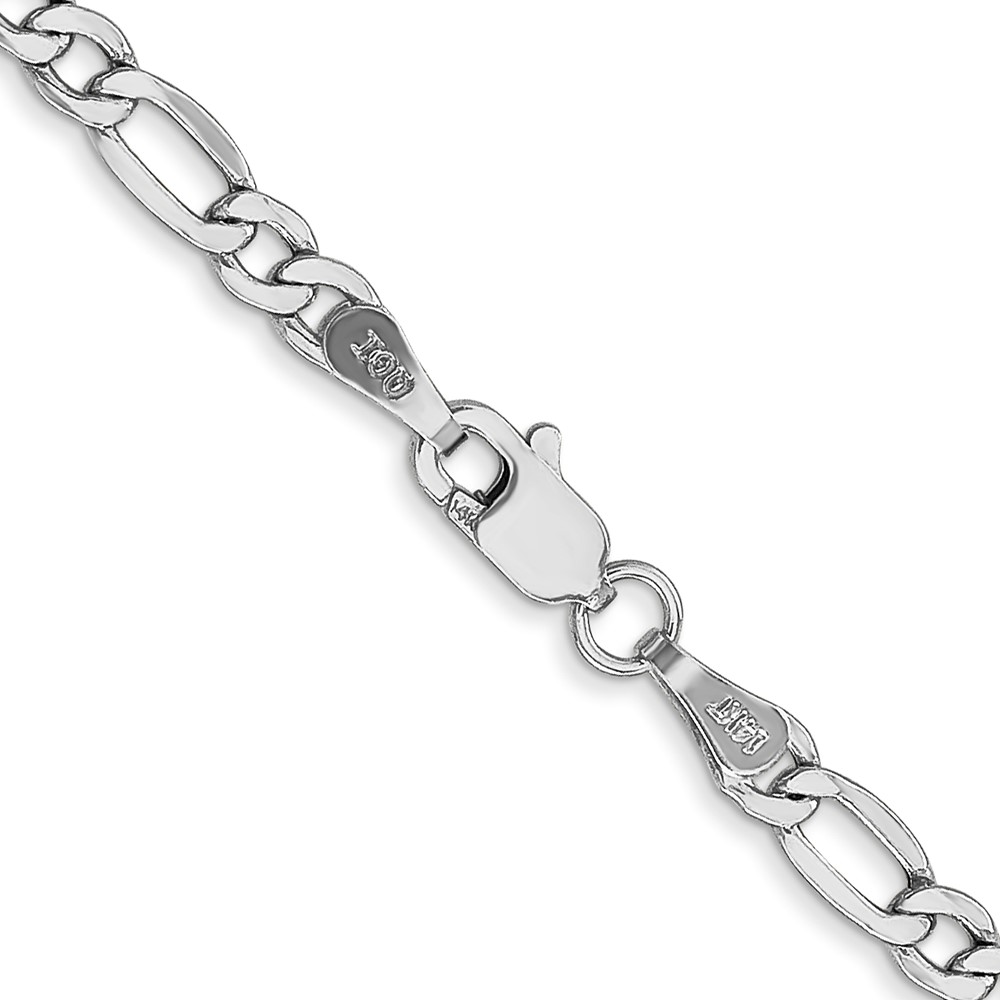 14K White Gold 24 inch 3.5mm Semi-Solid Figaro with Lobster Clasp Chain (BC159-24)