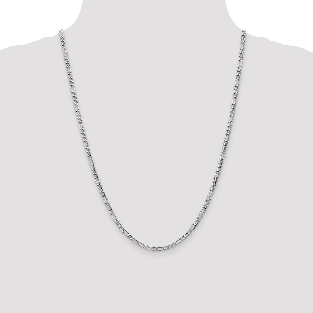 14K White Gold 24 inch 3.5mm Semi-Solid Figaro with Lobster Clasp Chain (BC159-24)