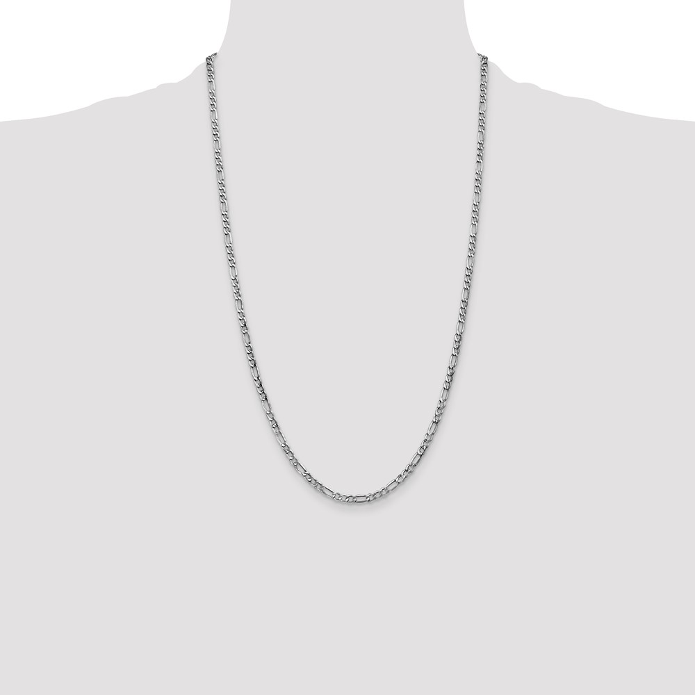 14K White Gold 26 inch 3.5mm Semi-Solid Figaro with Lobster Clasp Chain (BC159-26)