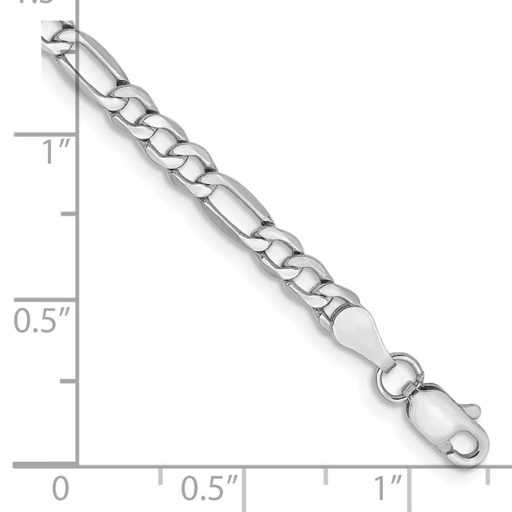 14K White Gold 7 inch 3.5mm Semi-Solid Figaro with Lobster Clasp Bracelet (BC159-7)