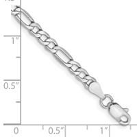 14K White Gold 3.5mm Semi-Solid Figaro Bracelet with Lobster Clasp, 7" view 2