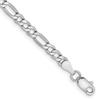 14K White Gold 3.5mm Semi-Solid Figaro Bracelet with Lobster Clasp, 7" view 1