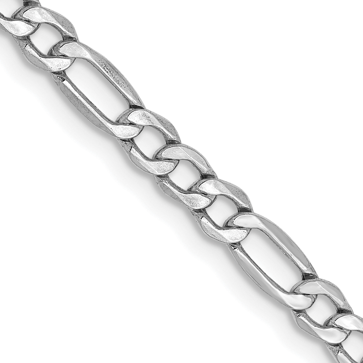 14K White Gold 26 inch 3.5mm Semi-Solid Figaro with Lobster Clasp Chain (BC159-26)