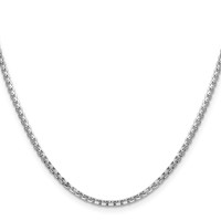 14K White Gold 18 Inch 2.45mm Semi-Solid Round Box with Lobster Clasp Chain view 2