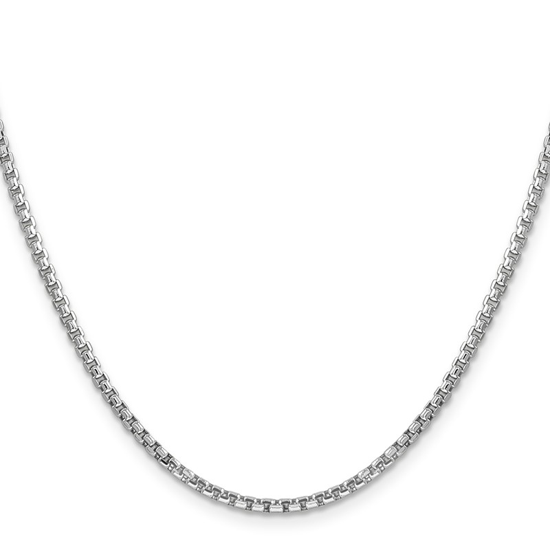 14K White Gold 30 inch 2.45mm Semi-Solid Round Box with Lobster Clasp Chain