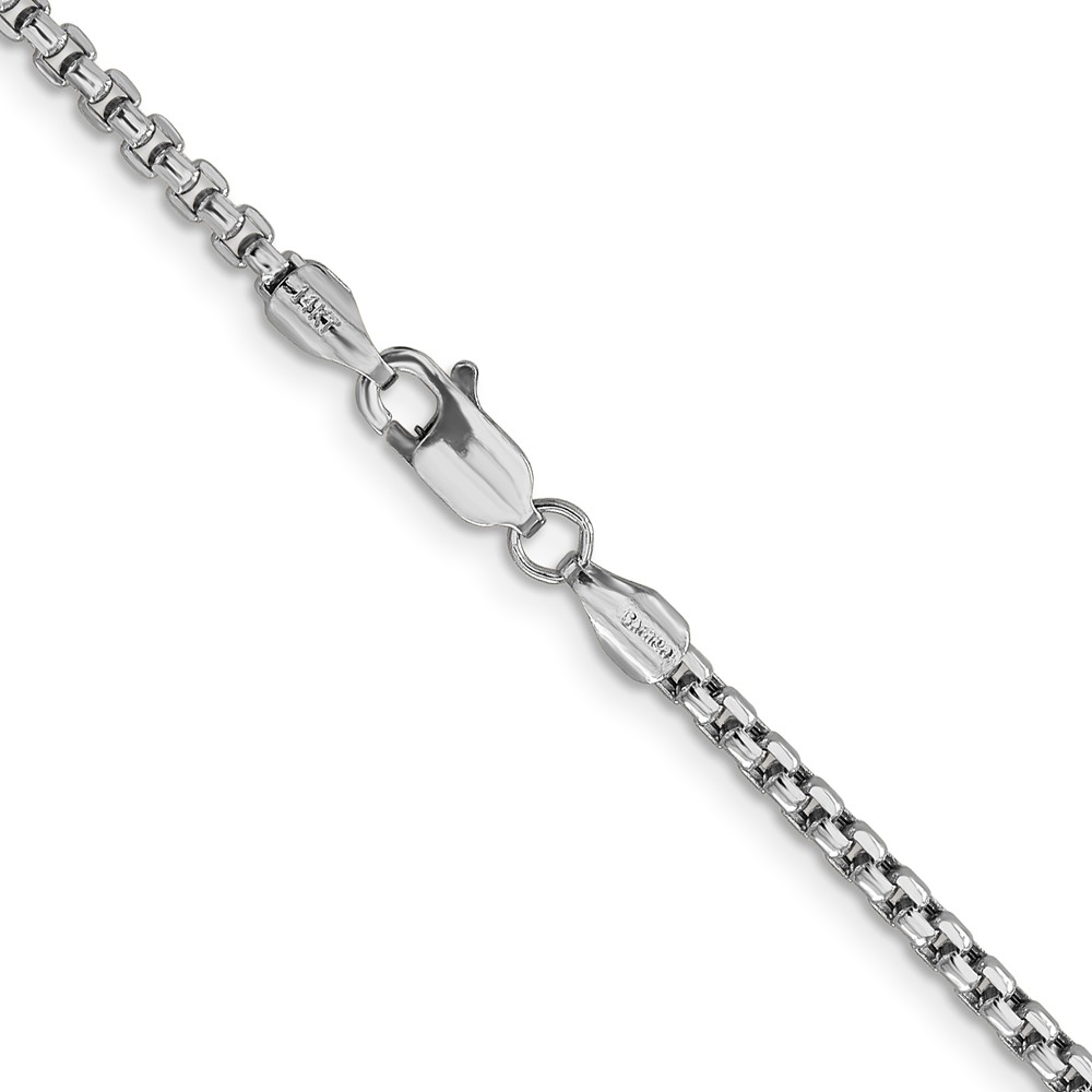 14K White Gold 30 inch 2.45mm Semi-Solid Round Box with Lobster Clasp Chain (BC162-30)