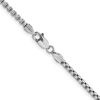 14K White Gold 18 Inch 2.45mm Semi-Solid Round Box with Lobster Clasp Chain view 3