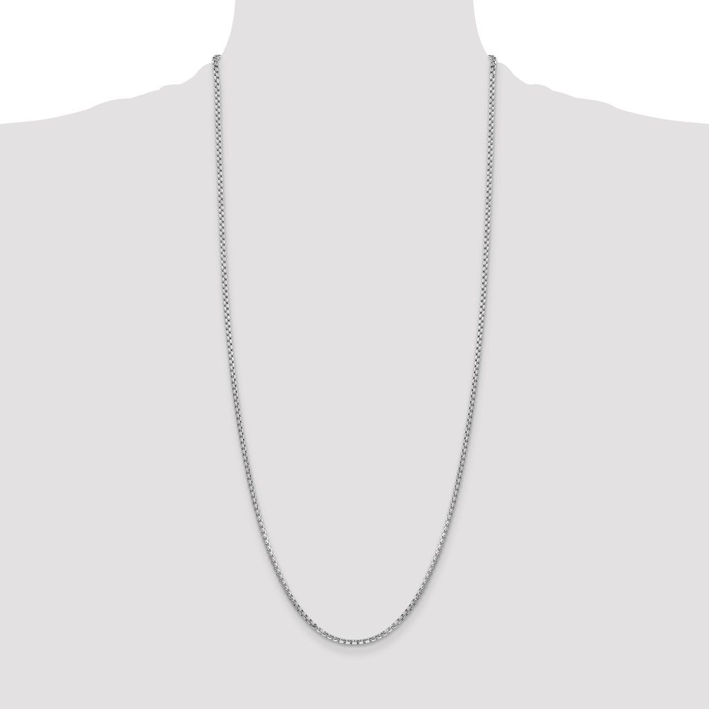 14K White Gold 30 inch 2.45mm Semi-Solid Round Box with Lobster Clasp Chain (BC162-30)