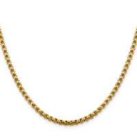 14K 3.6mm Yellow Gold Semi-Solid Round Box Chain with Lobster Clasp, 18" view 2