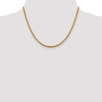 14K 3.6mm Yellow Gold Semi-Solid Round Box Chain with Lobster Clasp, 18" view 4