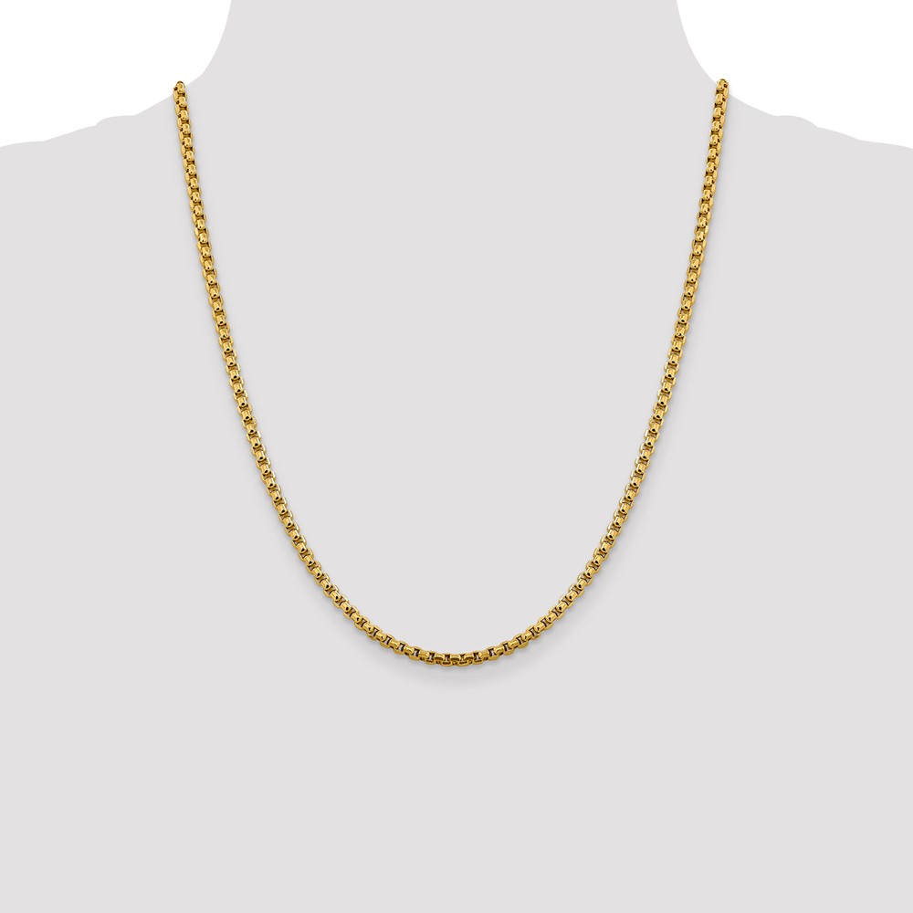 14K 22 inch 3.6mm Semi-Solid Round Box with Lobster Clasp Chain (BC163-22)