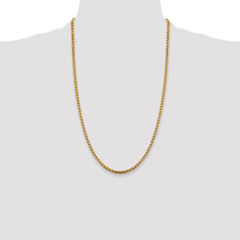 14K 26 inch 3.6mm Semi-Solid Round Box with Lobster Clasp Chain (BC163-26)