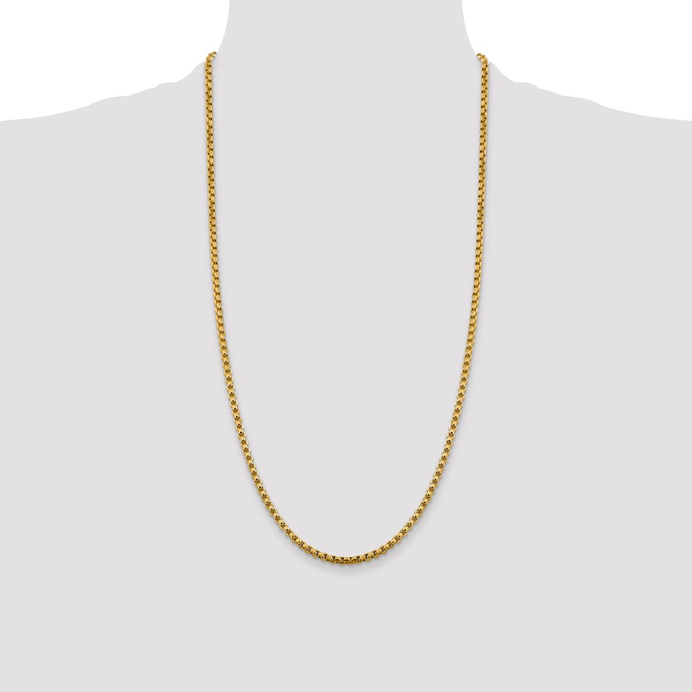 14K 28 inch 3.6mm Semi-Solid Round Box with Lobster Clasp Chain (BC163-28)