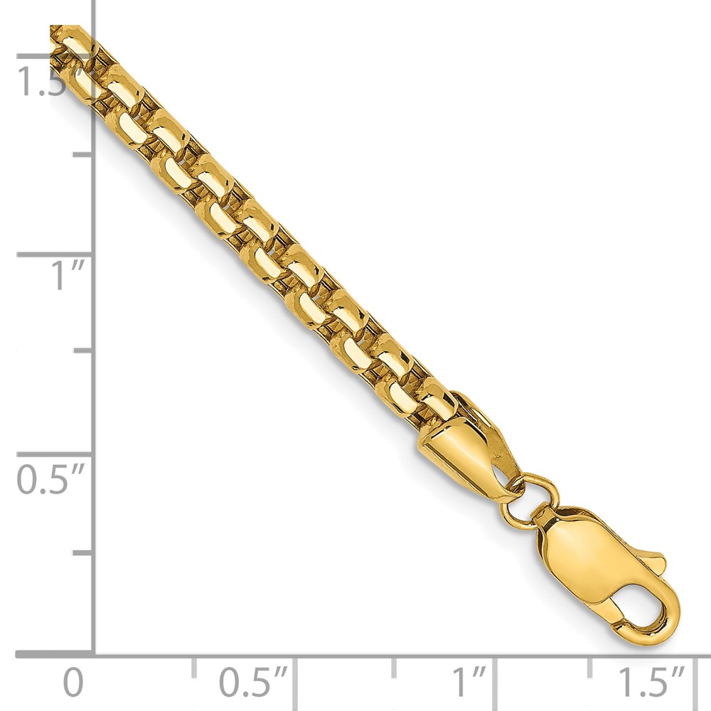 14K 7 inch 3.6mm Semi-Solid Round Box with Lobster Clasp Bracelet (BC163-7)