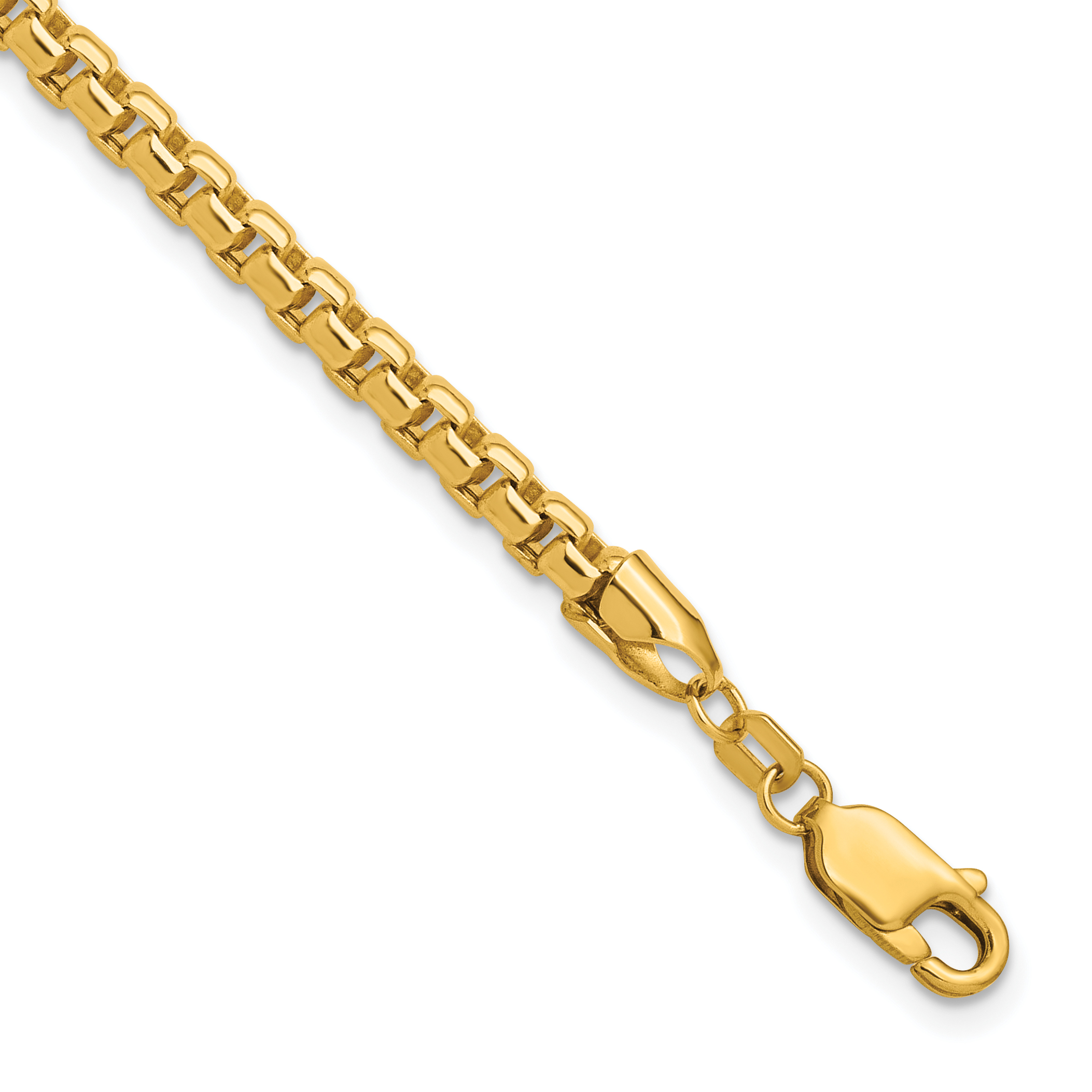 14K 7 inch 3.6mm Semi-Solid Round Box with Lobster Clasp Bracelet (BC163-7)