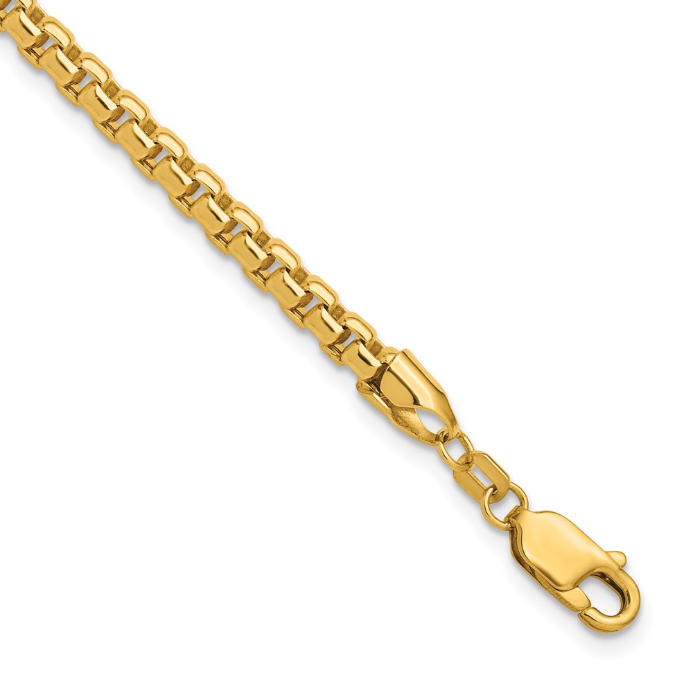 14K 7 inch 3.6mm Semi-Solid Round Box with Lobster Clasp Bracelet (BC163-7)