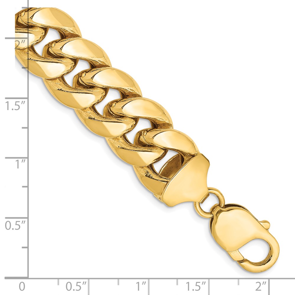 14K 9 inch 13.2mm Semi-Solid Miami Cuban with Lobster Clasp Chain (BC164-9)