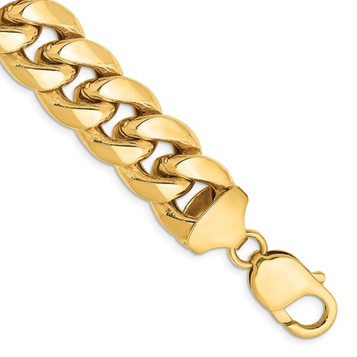 14K 8 inch 13.2mm Semi-Solid Miami Cuban with Lobster Clasp Bracelet