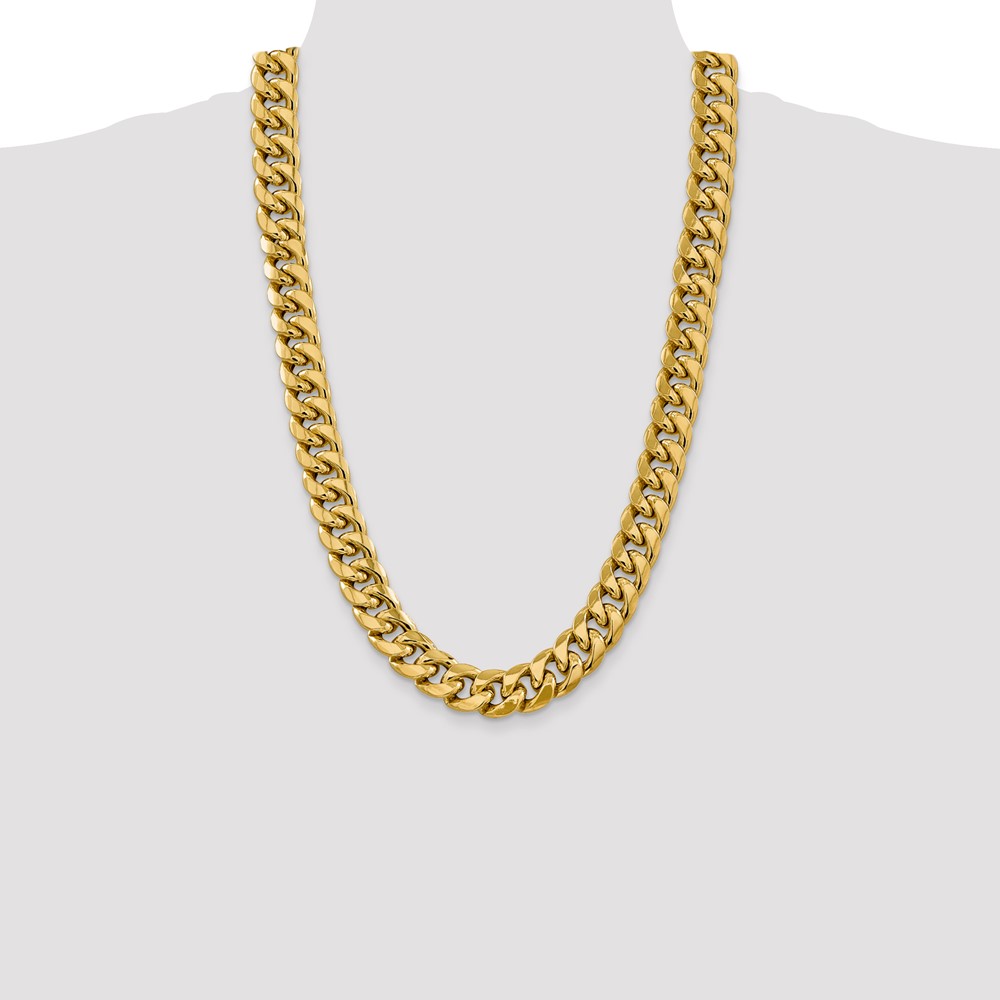 14K 26 inch 15mm Semi-Solid Miami Cuban with Lobster Clasp Chain (BC165-26)