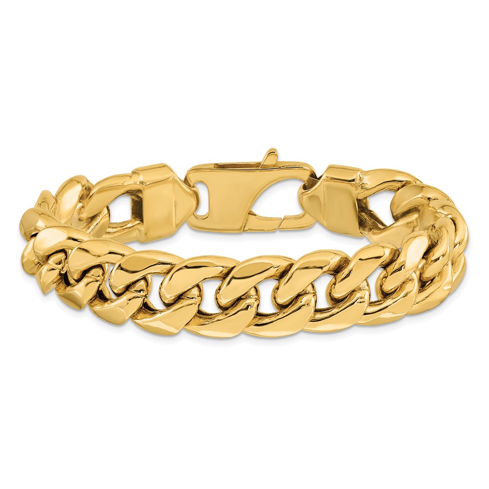 14K 8 inch 15mm Semi-Solid Miami Cuban with Lobster Clasp Bracelet (BC165-8)