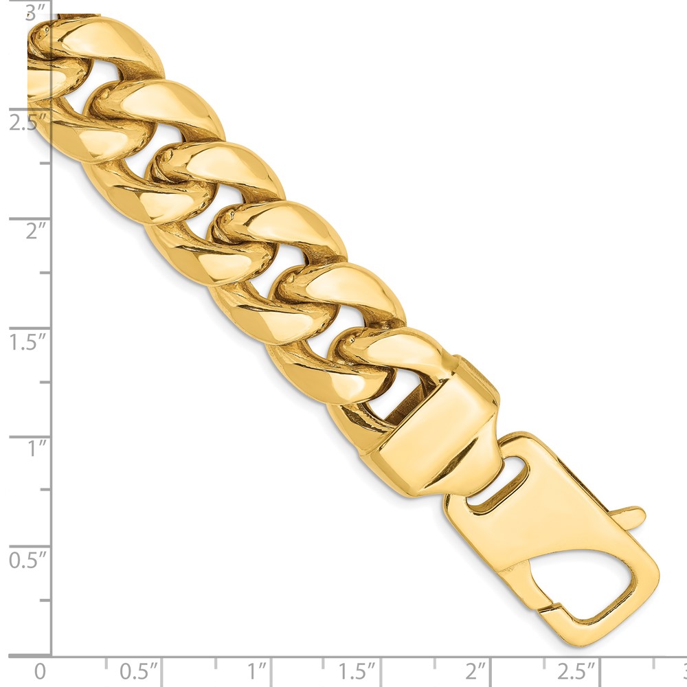 14K 8 inch 15mm Semi-Solid Miami Cuban with Lobster Clasp Bracelet (BC165-8)