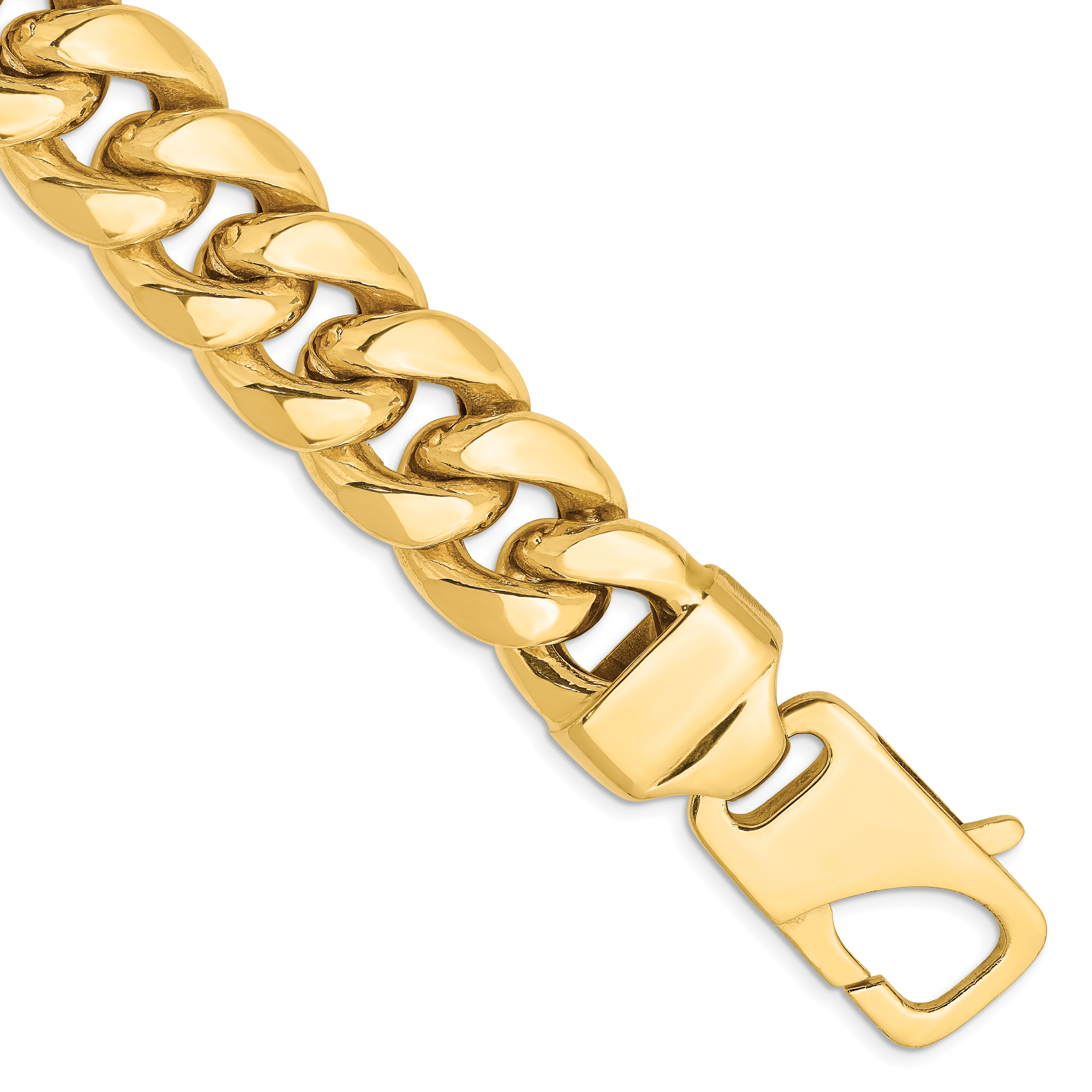 14K 8 inch 15mm Semi-Solid Miami Cuban with Lobster Clasp Bracelet (BC165-8)