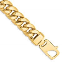 14K 15mm Yellow Gold Semi-Solid Miami Cuban Bracelet with Lobster Clasp - 8in view 1