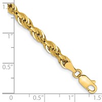 14K 7 Inch 4.25mm Semi Solid Rope with Lobster Clasp Chain view 2