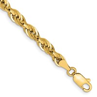 14K 7 Inch 4.25mm Semi Solid Rope with Lobster Clasp Chain view 1