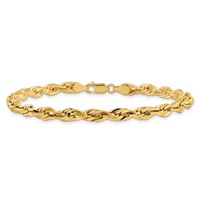 14K 8 Inch 4.75mm Semi Solid Rope with Lobster Clasp Chain view 3