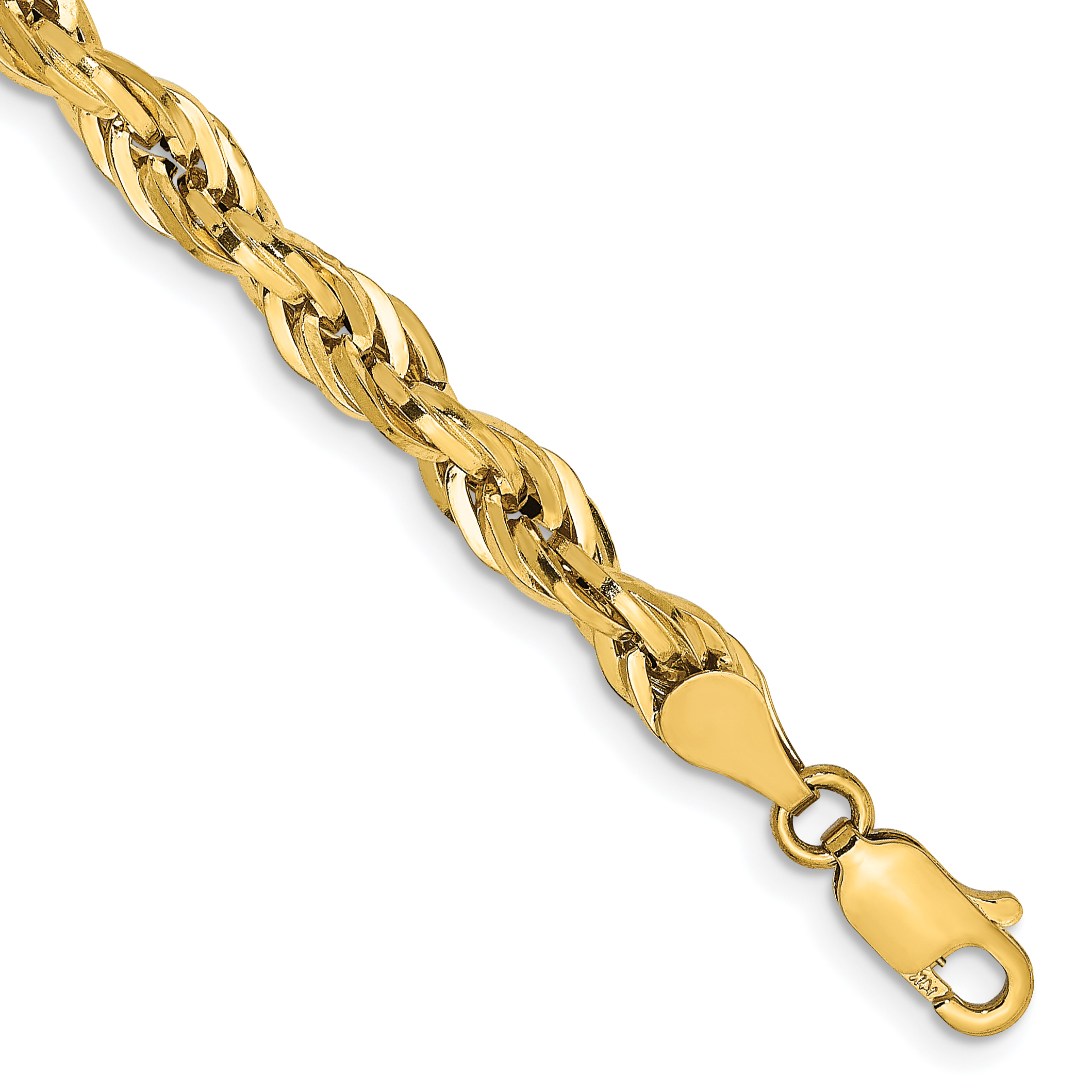 14K 8 inch 4.75mm Semi Solid Rope with Lobster Clasp Chain (BC169-8)