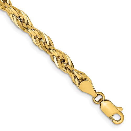 14K 8 inch 4.75mm Semi Solid Rope with Lobster Clasp Chain